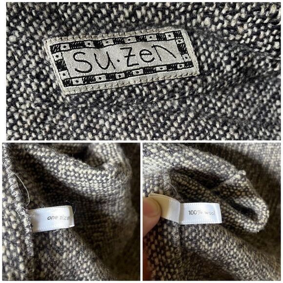 Vintage Su-Zen 100% Wool Oversized Coat Jacketโ One Size Gray Black Minimalist - Picture 6 of 8